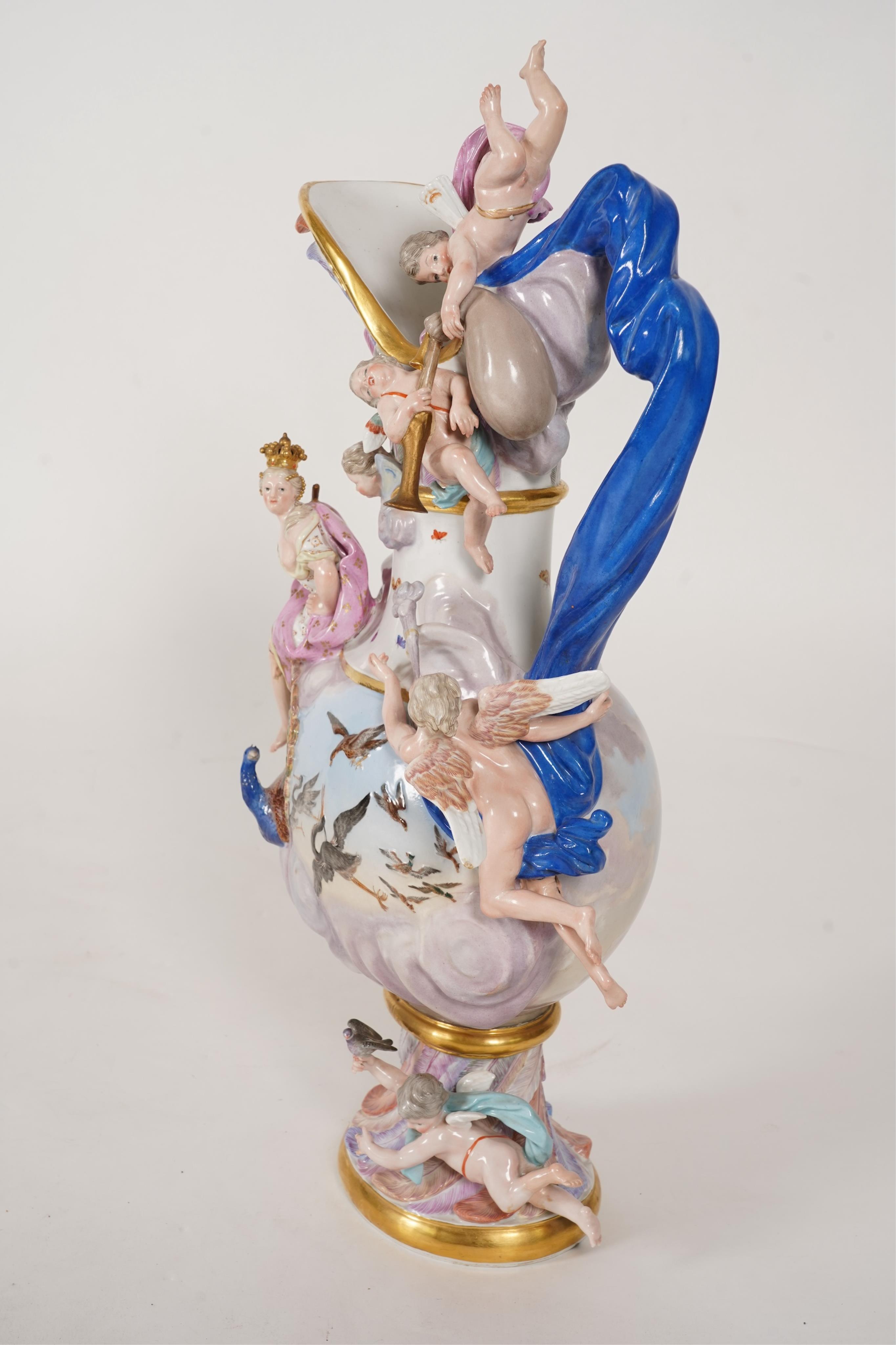 A large Meissen ‘Elements’ ewer, emblematic of air, late 19th century